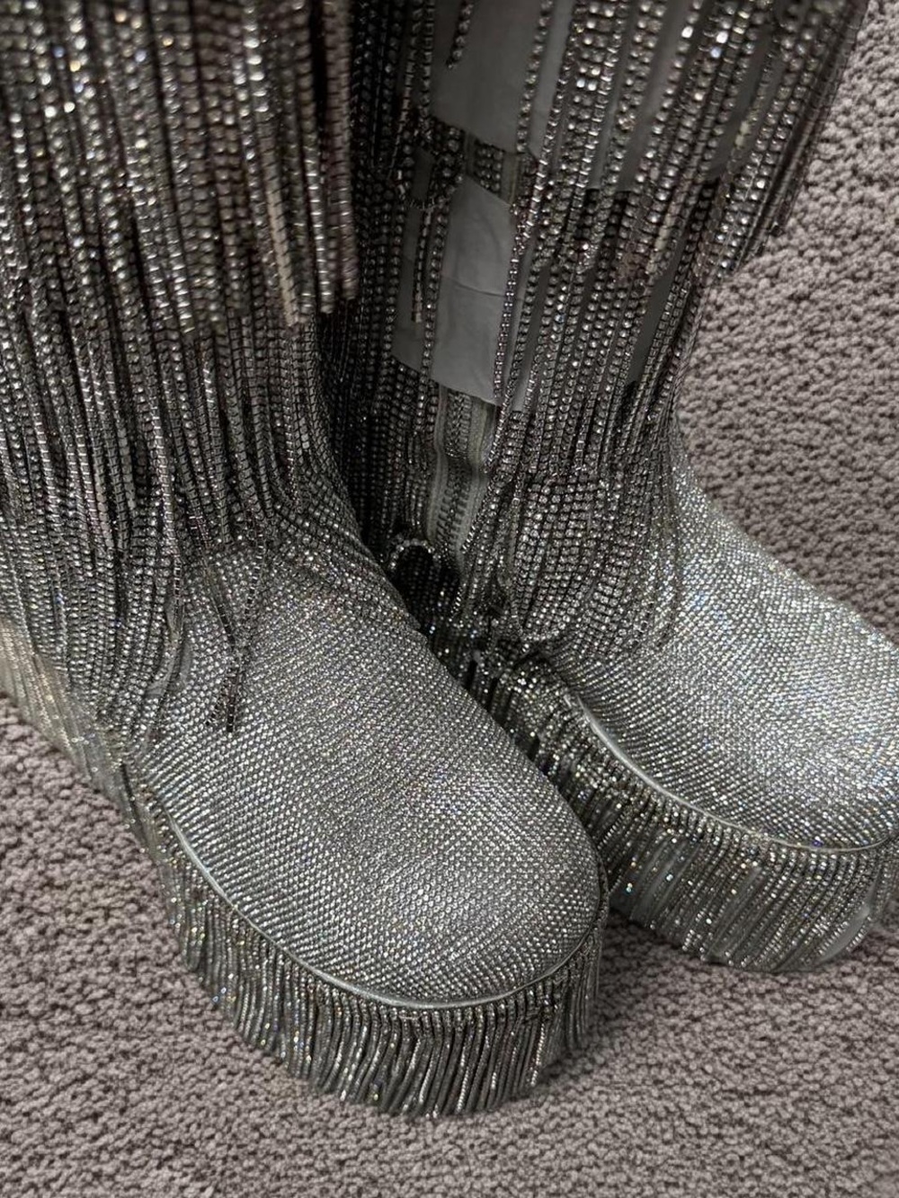 Dolls Kill Club Exx Rhinestone Fringe Platform Boots - Picture 3 of 8